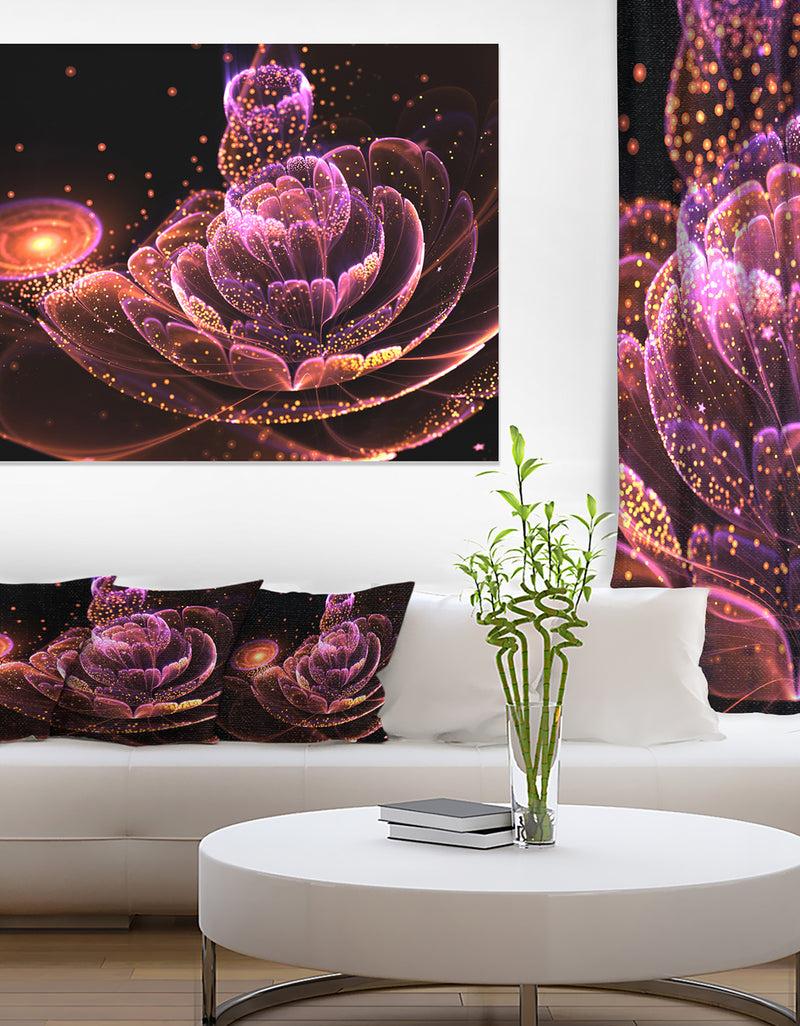 DesignQ Fractal Flower Illuminated Purple Art - Large Floral Canvas Art Print