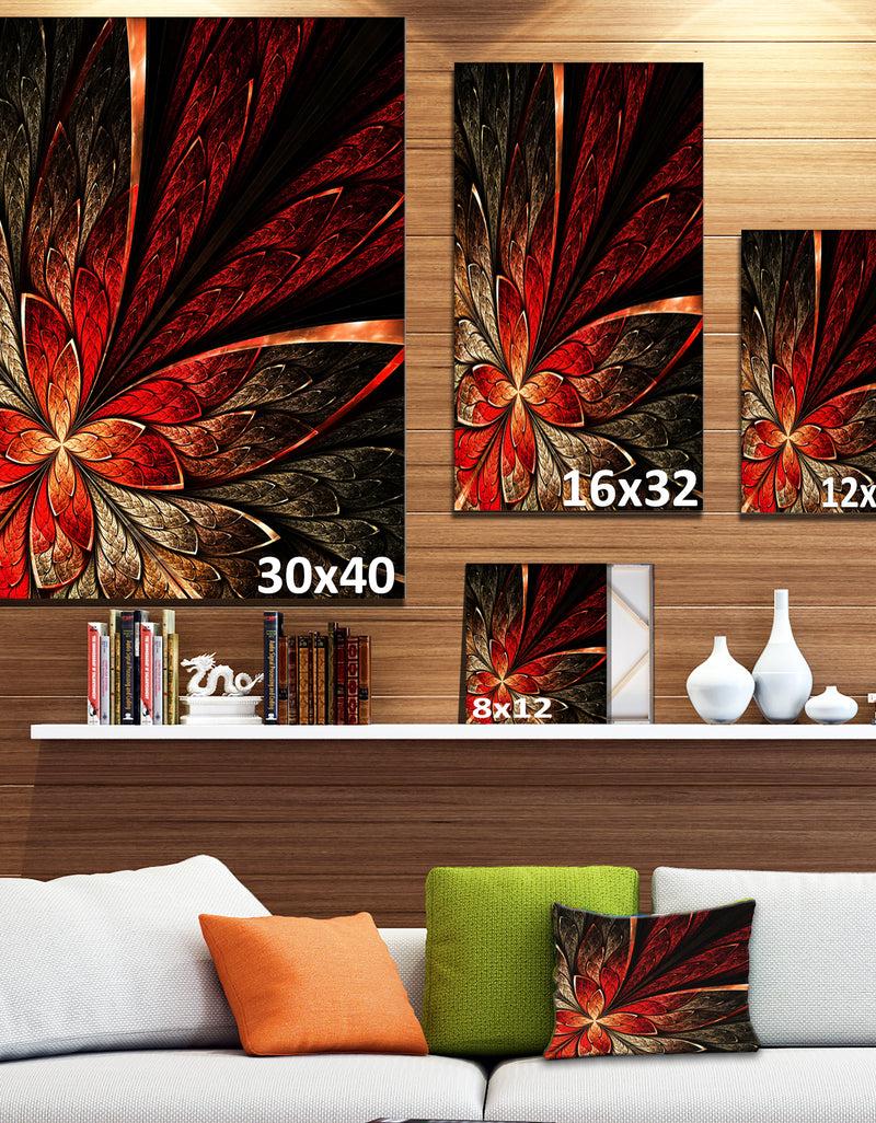 DesignQ Fractal Flower In Yellow And Red - Floral Canvas Print