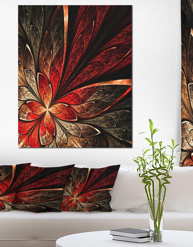 DesignQ Fractal Flower in Yellow and Red - Floral Canvas Print