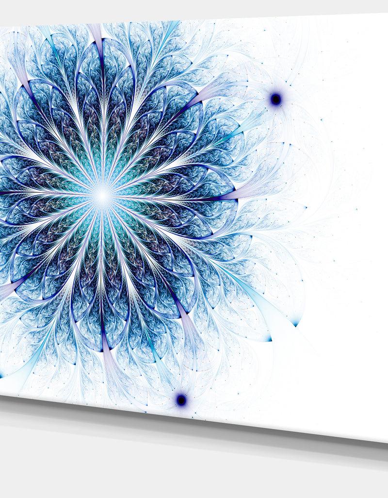 DesignQ Fractal Flower Light Blue Digital Art - Large Flower Canvas Wall Art