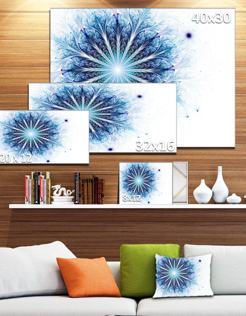 DesignQ Fractal Flower Light Blue Digital Art - Large Flower Canvas Wall Art