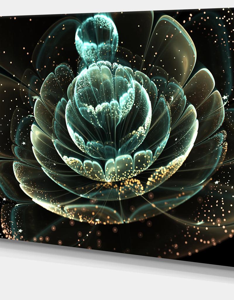 DesignQ Fractal Flower Light Green Digital Art - Large Floral Canvas Art Print