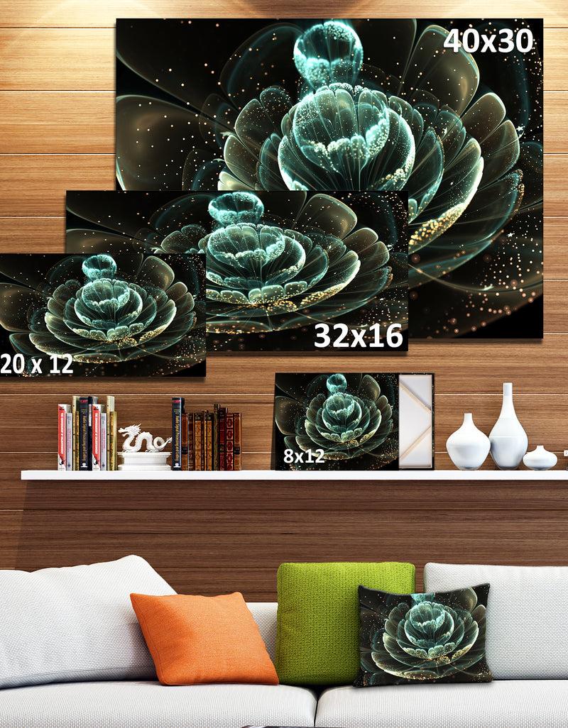 DesignQ Fractal Flower Light Green Digital Art - Large Floral Canvas Art Print