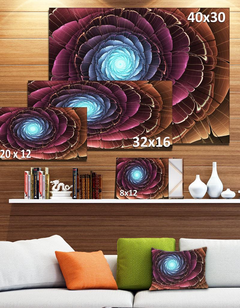 DesignQ Fractal Flower Pink Brown Digital Art - Large Floral Canvas Art Print
