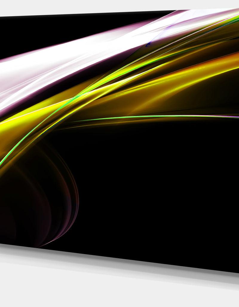 DesignQ Fractal Lines Golden White - Abstract Digital Art Canvas Print