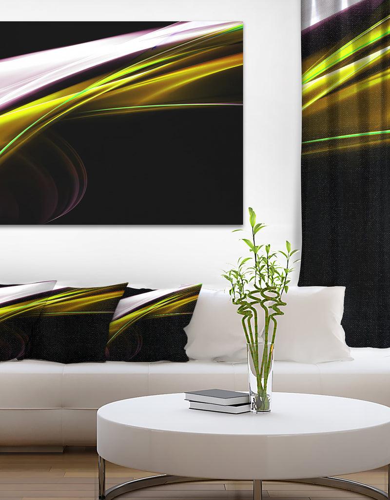 DesignQ Fractal Lines Golden White - Abstract Digital Art Canvas Print