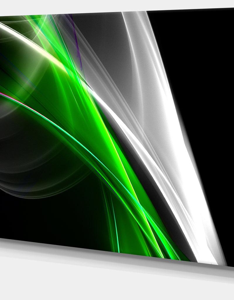 DesignQ Fractal Lines Green White - Abstract Digital Art Canvas Print