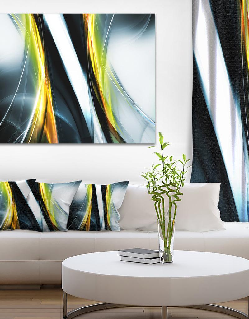 DesignQ Fractal Lines Yellow White - Abstract Digital Art Canvas Print