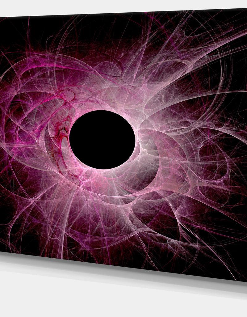 DesignQ Fractal Purple Circle On Black - Abstract Wall Art Canvas