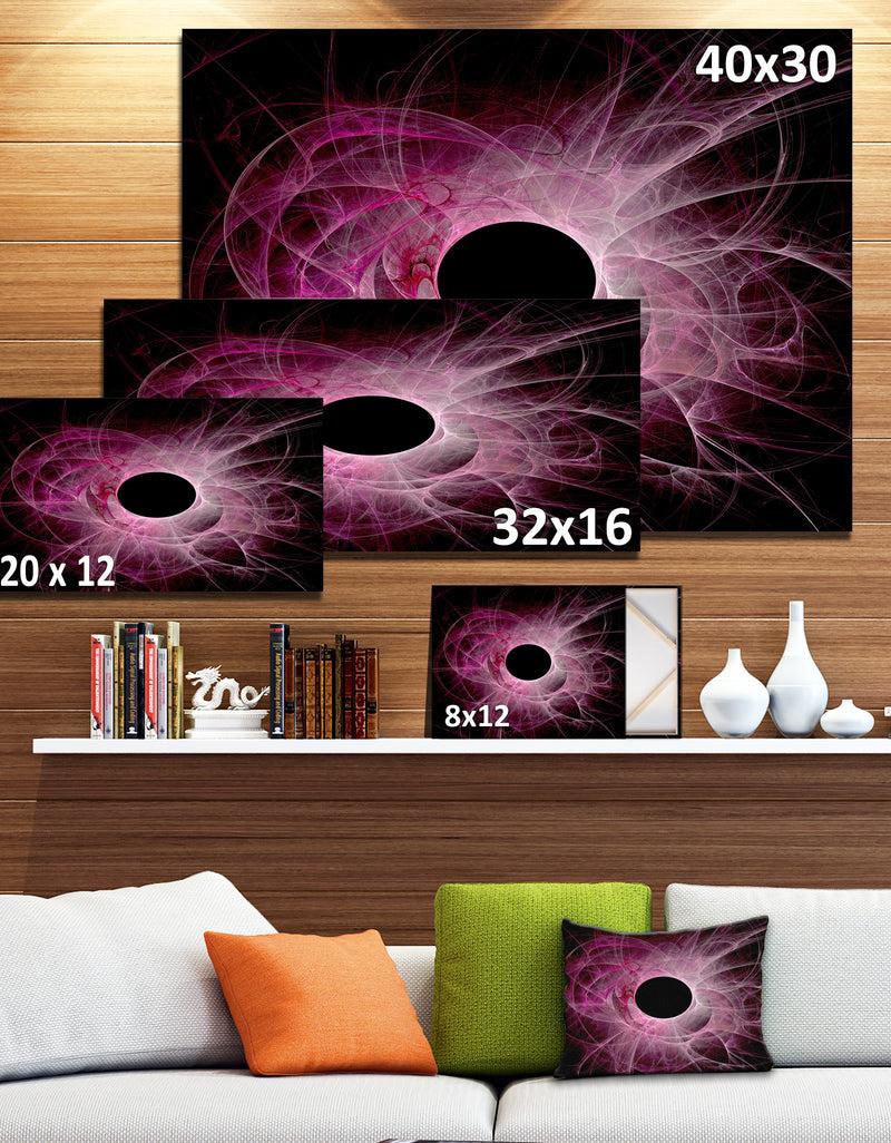 DesignQ Fractal Purple Circle On Black - Abstract Wall Art Canvas