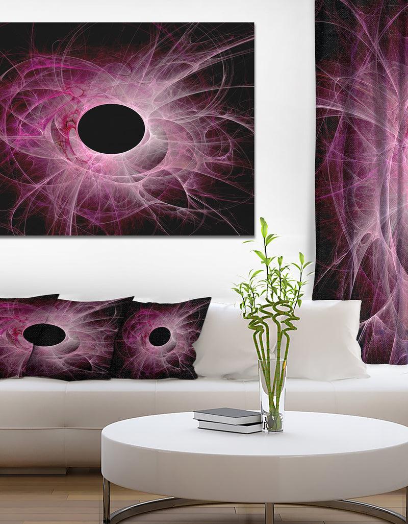 DesignQ Fractal Purple Circle on Black - Abstract Wall Art Canvas