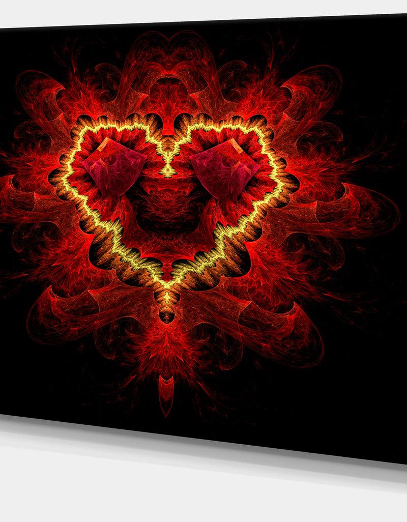 DesignQ Fractal Red Heart Texture - Abstract Wall Art Canvas