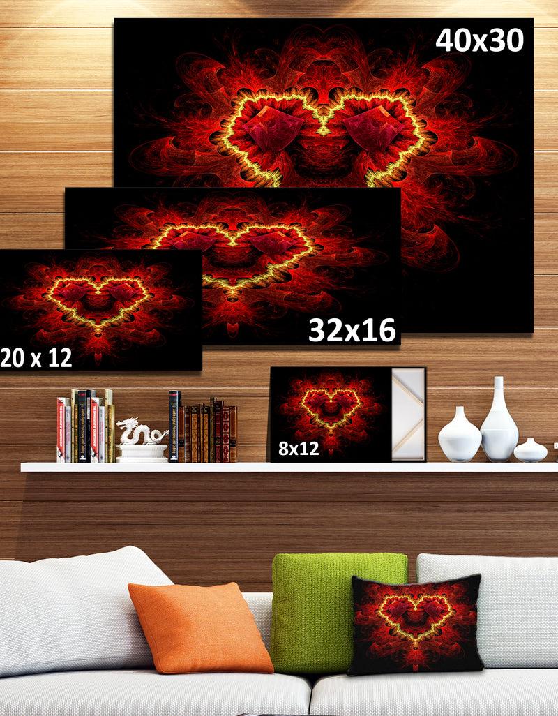 DesignQ Fractal Red Heart Texture - Abstract Wall Art Canvas
