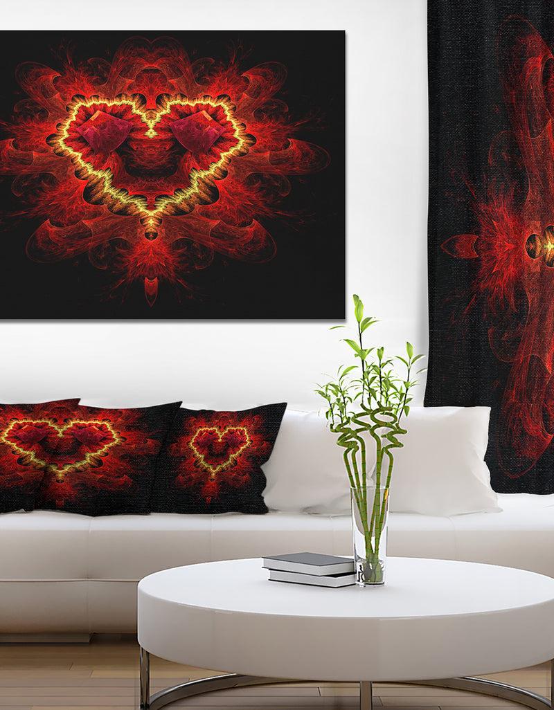 DesignQ Fractal Red Heart Texture - Abstract Wall Art Canvas