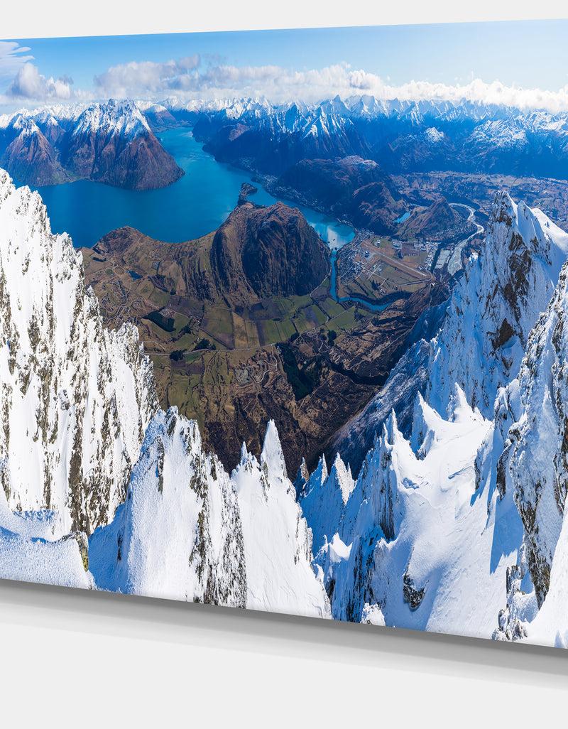 DesignQ Frankton And Lake Aerial View Panorama - Landscape Art Canvas Print