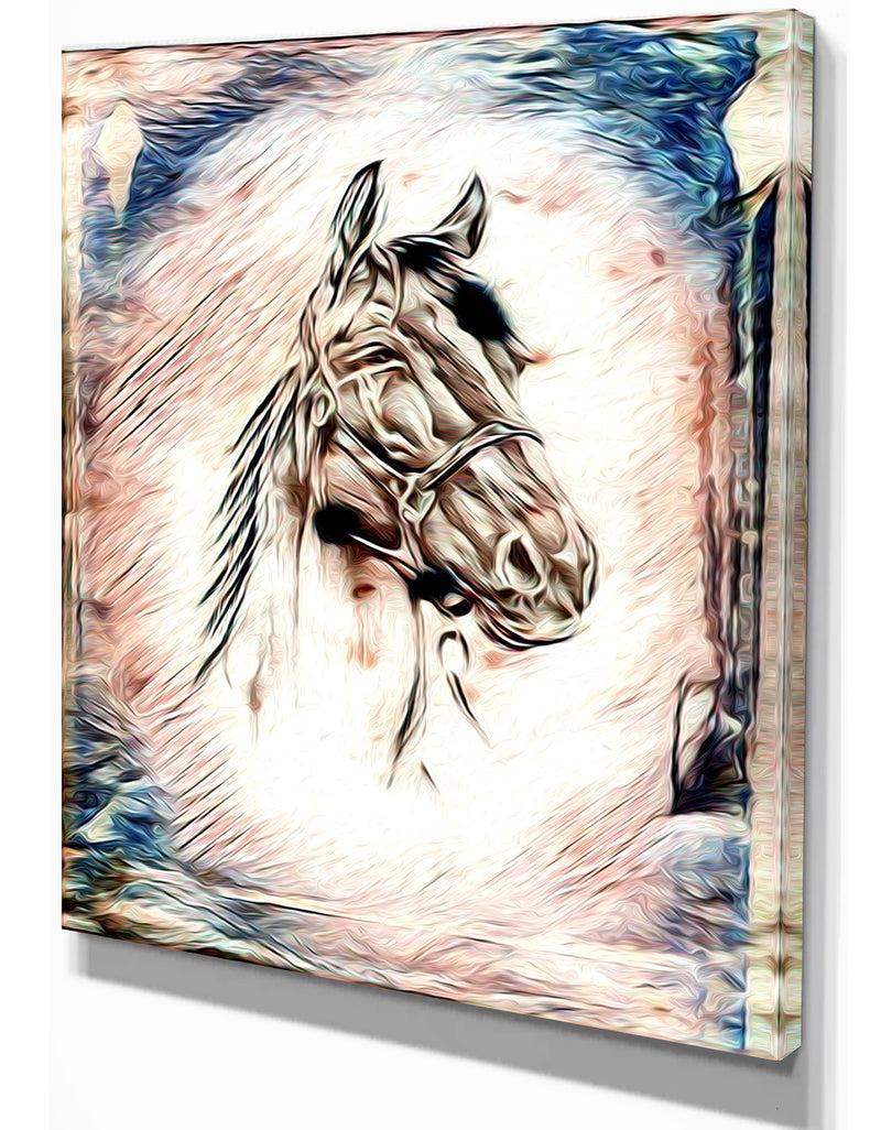 DesignQ Freehand Horse - Farmhouse Animal Painting Print On Wrapped Canvas