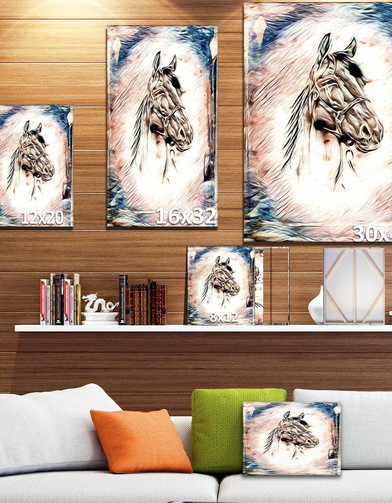 DesignQ Freehand Horse - Farmhouse Animal Painting Print On Wrapped Canvas