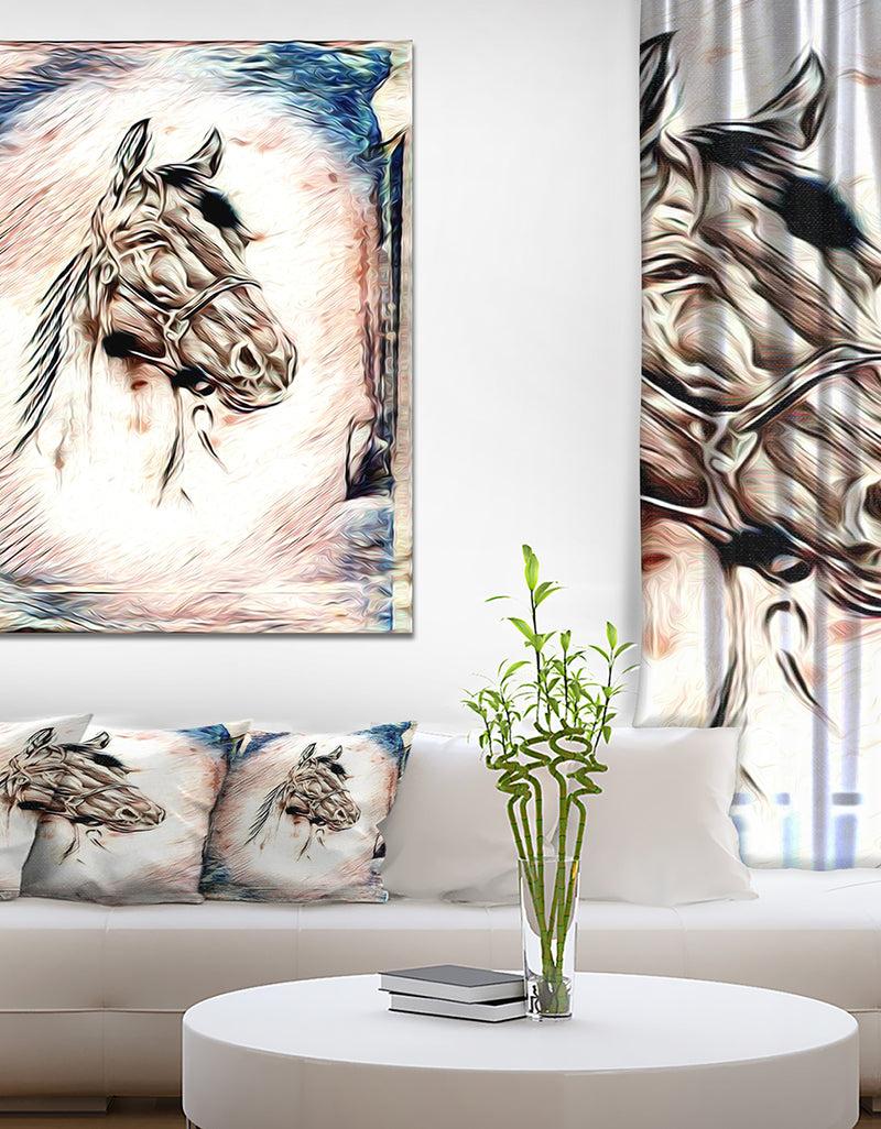 DesignQ Freehand Horse - Farmhouse Animal Painting Print on Wrapped Canvas