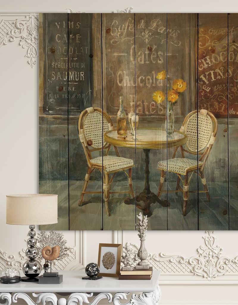 DesignQ French Cafe - Traditional Print on Natural Pine Wood