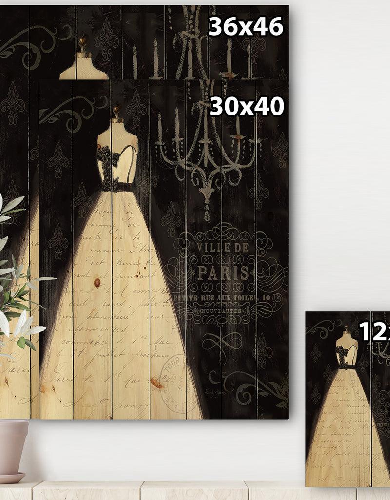 DesignQ French Couture I - Fashion Print On Natural Pine Wood