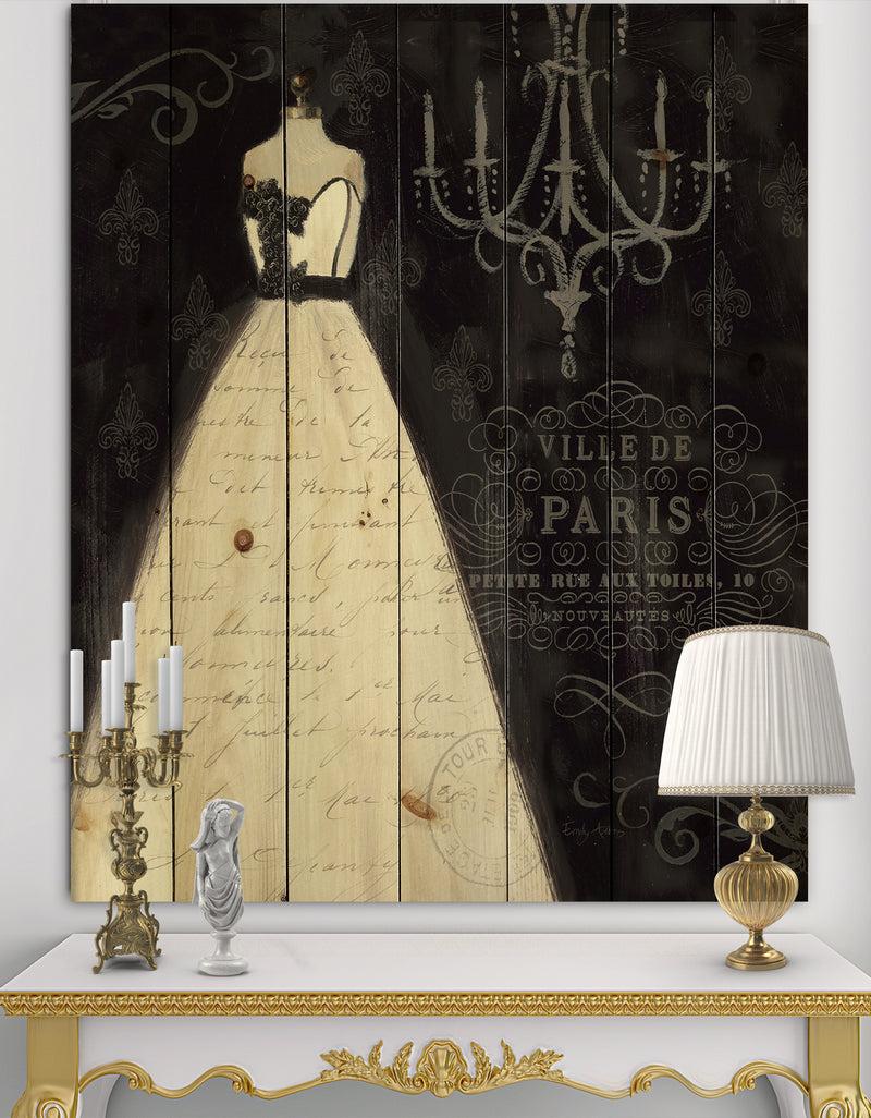 DesignQ French Couture I - Fashion Print on Natural Pine Wood