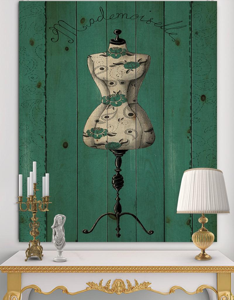 DesignQ French Couture III - Fashion Print on Natural Pine Wood