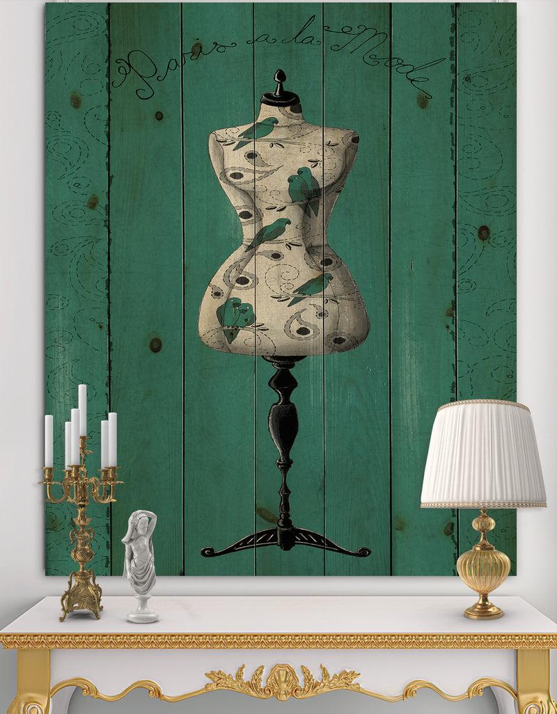 DesignQ French Couture IV - Fashion Print on Natural Pine Wood