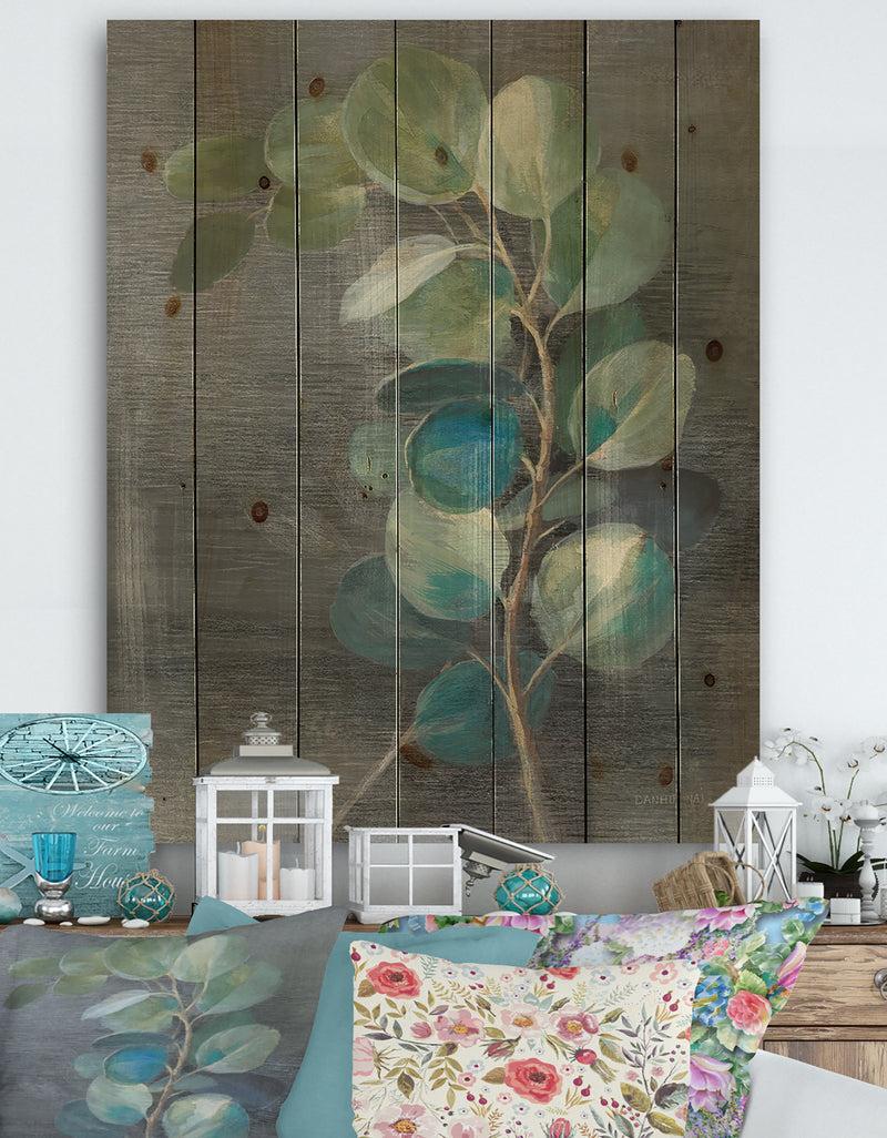 DesignQ Fresh leaves II - Traditional Print on Natural Pine Wood