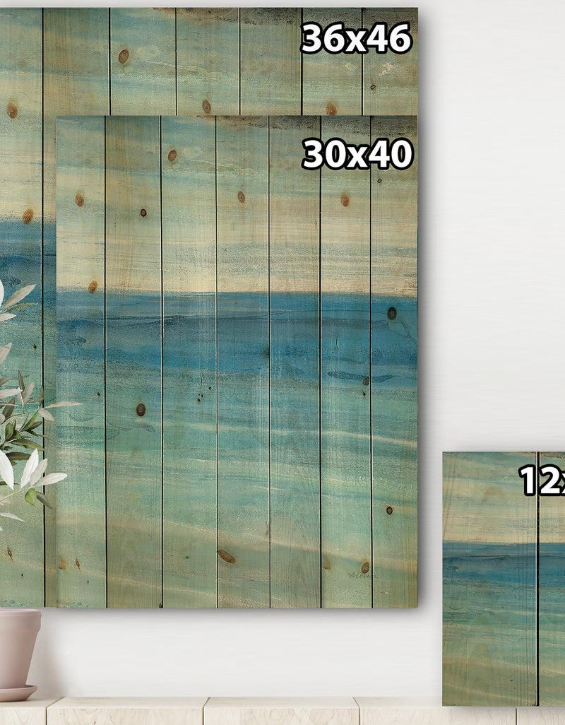 DesignQ From The Shore III - Nautical & Beach Print On Natural Pine Wood