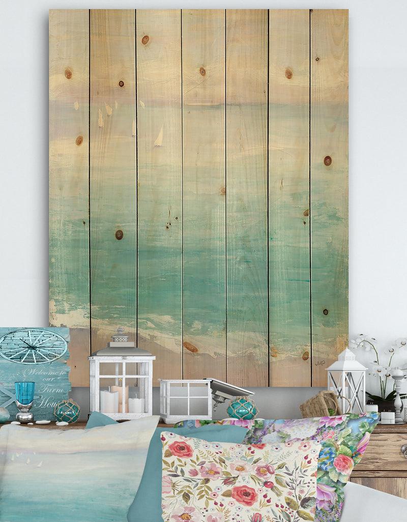 DesignQ From the Shore - Traditional Print on Natural Pine Wood
