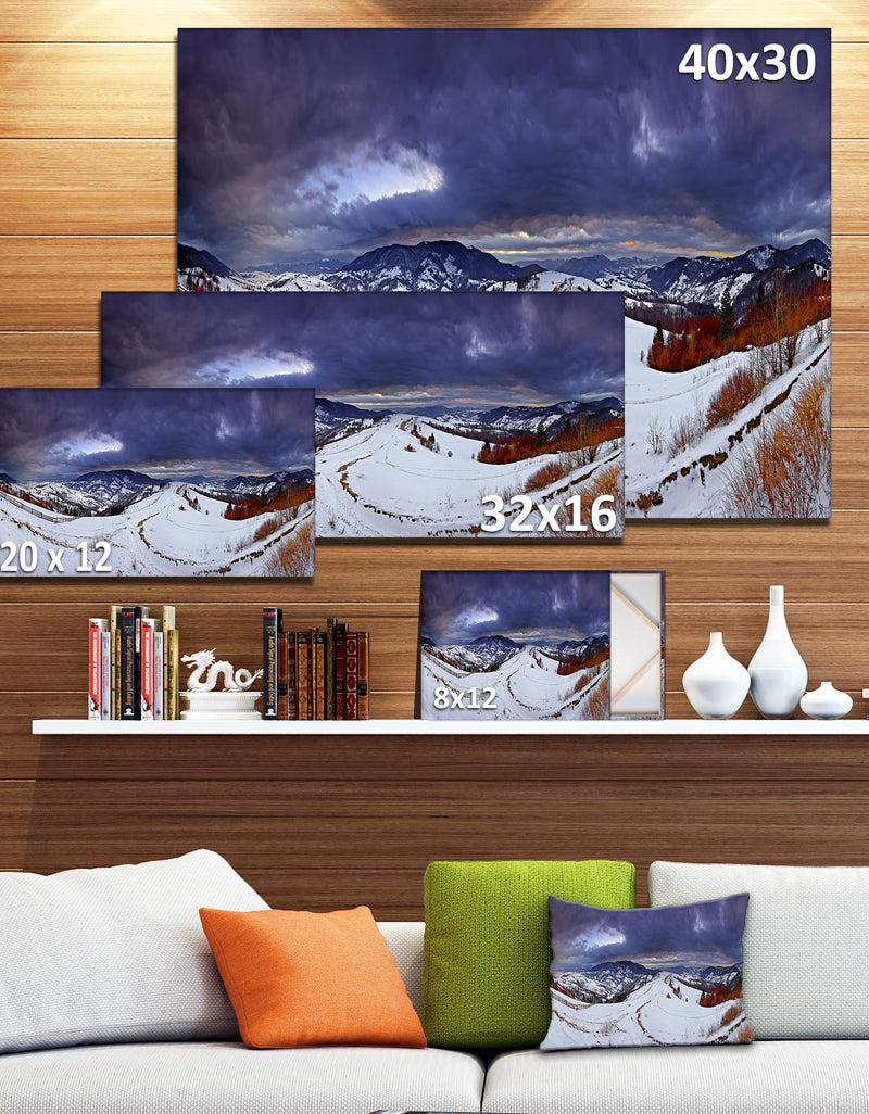 DesignQ Frosty Day In Mountains Panorama - Large Landscape Canvas Art Print