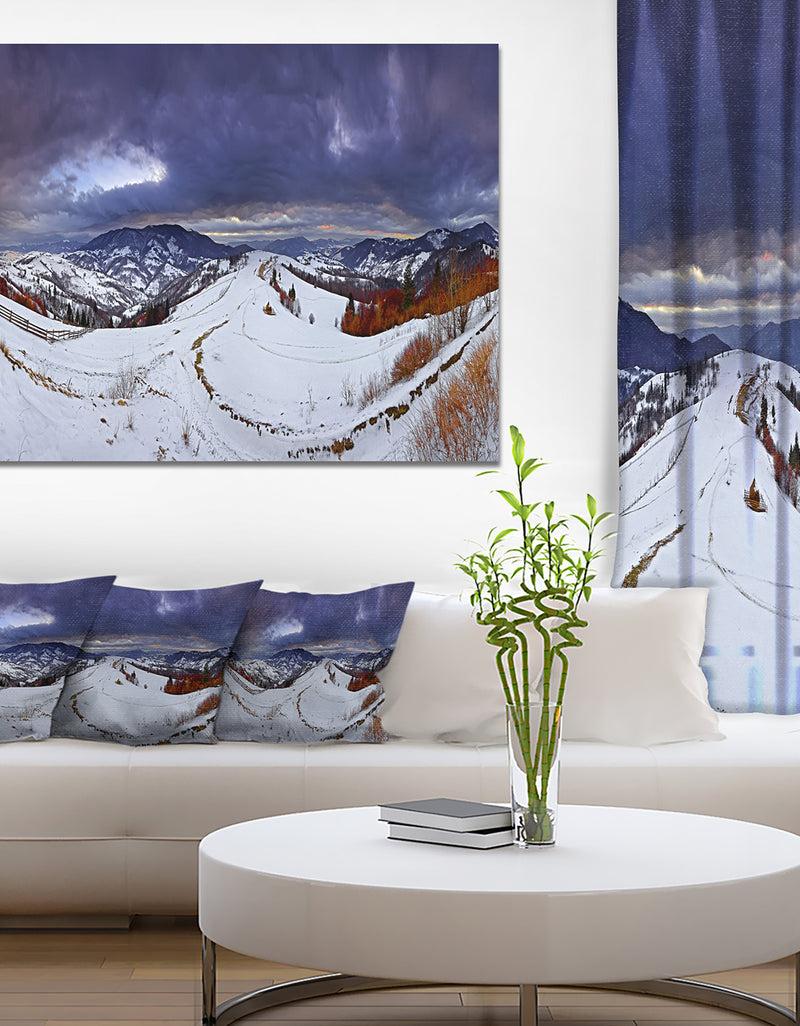 DesignQ Frosty Day in Mountains Panorama - Large Landscape Canvas Art Print