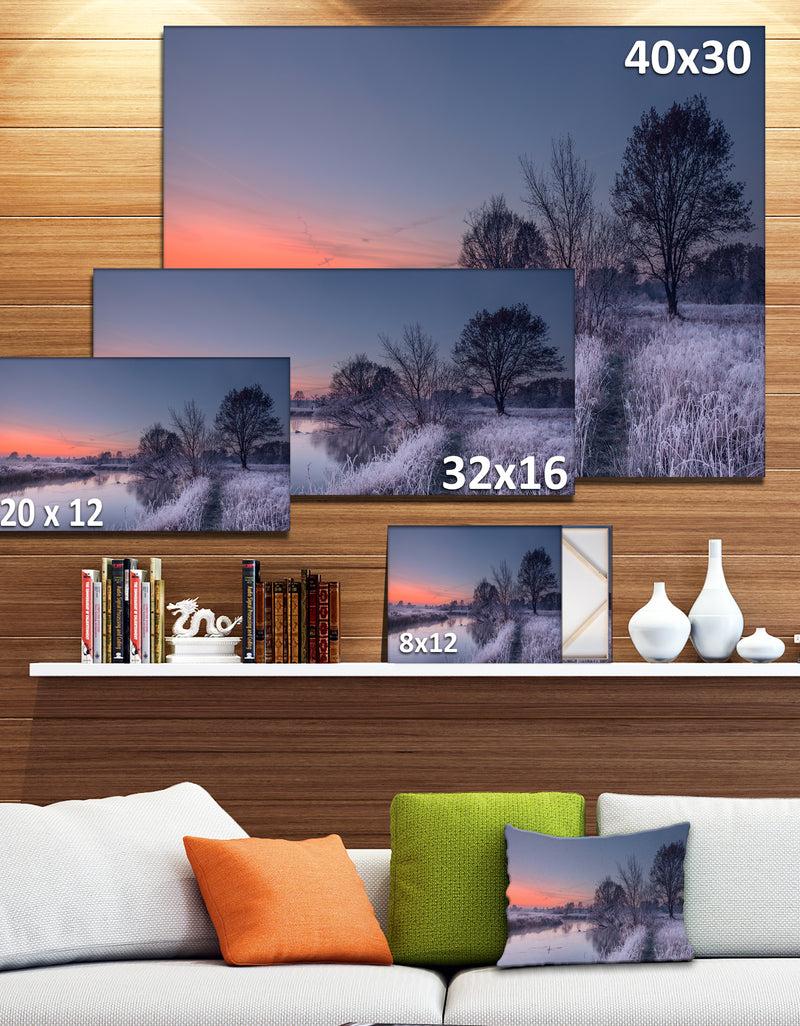 DesignQ Frosty Fall Morning Panorama - Landscape Print Wall Artwork