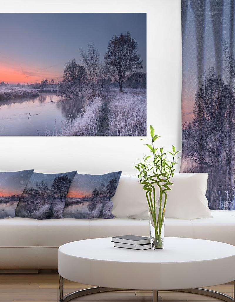 DesignQ Frosty Fall Morning Panorama - Landscape Print Wall Artwork