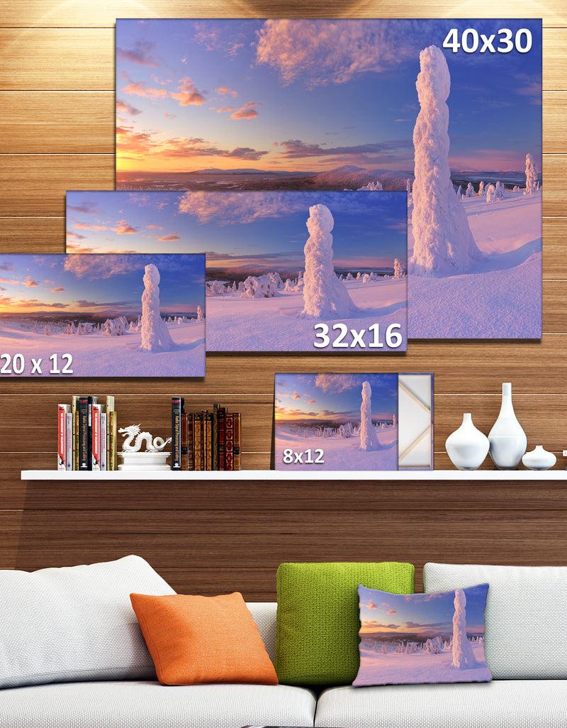 DesignQ Frozen Trees On Mountain Panorama - Landscape Wall Art Canvas Print