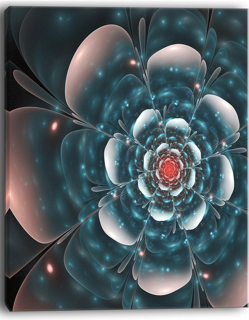 DesignQ Full Bloom Blue Fractal Flower - Large Floral Canvas Art Print