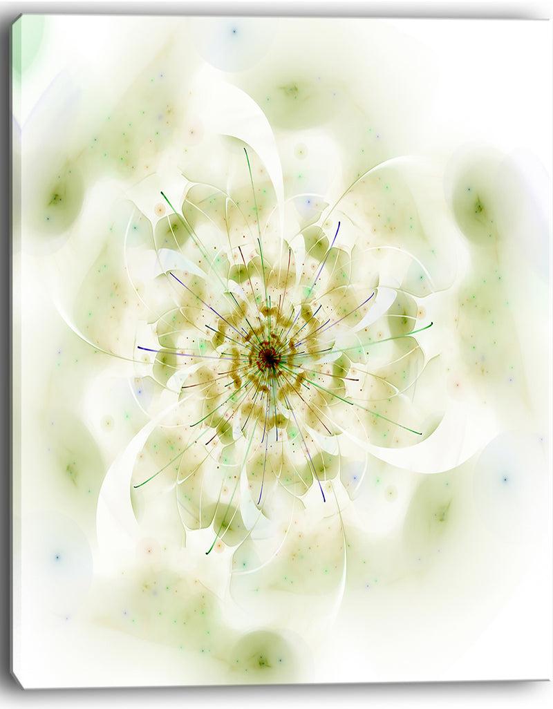 DesignQ Full Bloom Fractal Flower In White - Large Flower Canvas Wall Art