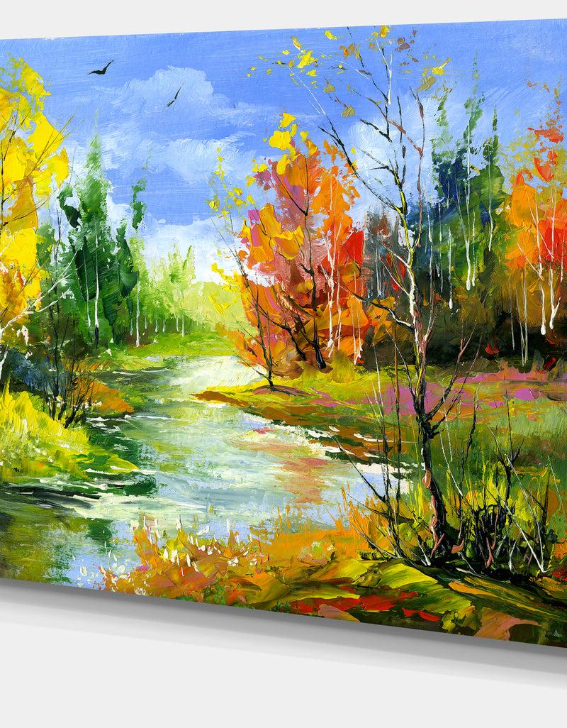 DesignQ Fusion Of Autumn Shades - Landscape Canvas Art Print