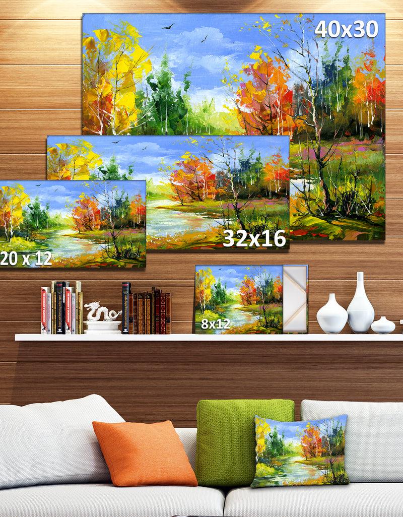 DesignQ Fusion Of Autumn Shades - Landscape Canvas Art Print