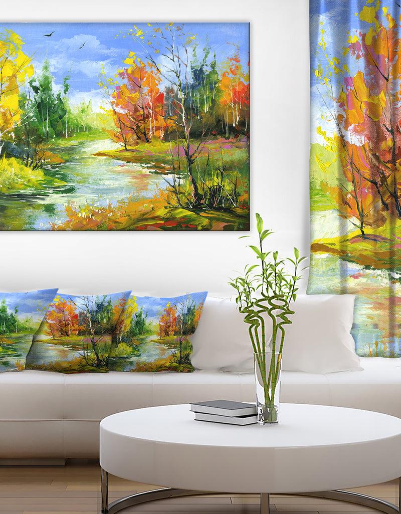 DesignQ Fusion of Autumn Shades - Landscape Canvas Art Print