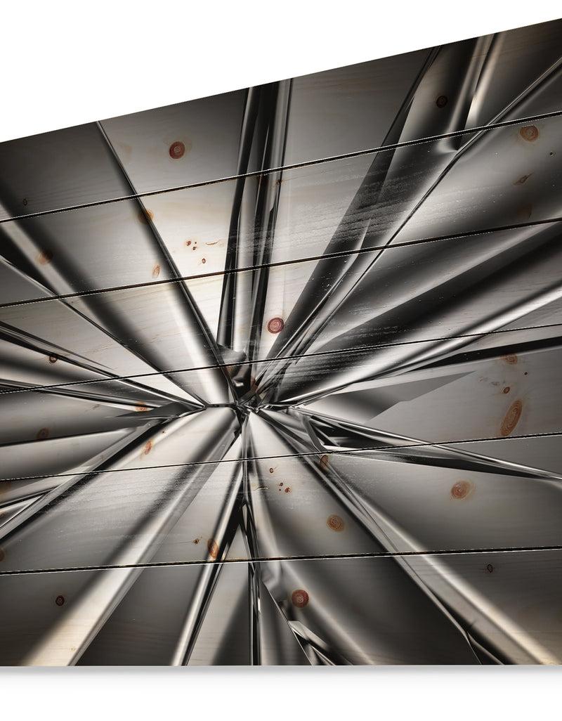 DesignQ Futuristic Crystal Background - Abstract Print On Natural Pine Wood