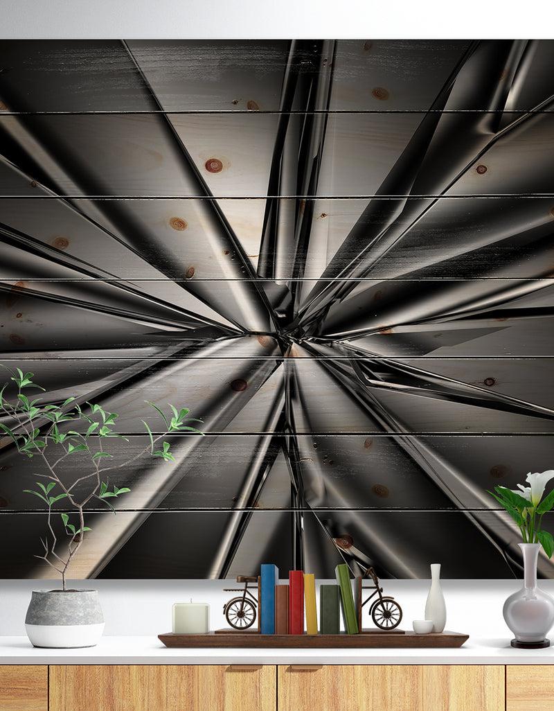 DesignQ Futuristic Crystal Background - Abstract Print on Natural Pine Wood