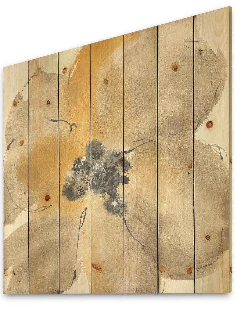 DesignQ Galm Flower Tones I - Traditional Print On Natural Pine Wood