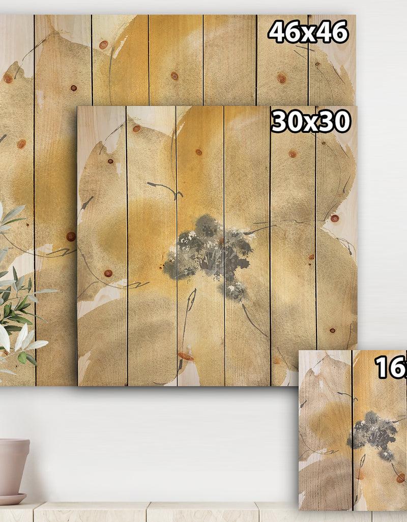 DesignQ Galm Flower Tones I - Traditional Print On Natural Pine Wood