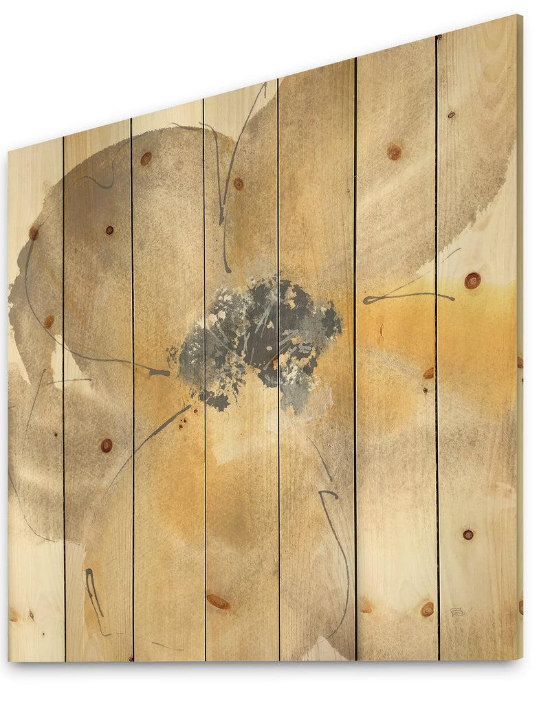 DesignQ Galm Flower Tones II - Traditional Print On Natural Pine Wood