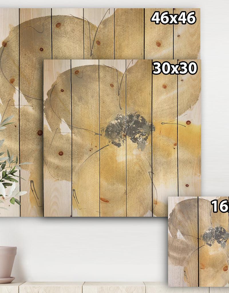 DesignQ Galm Flower Tones II - Traditional Print On Natural Pine Wood