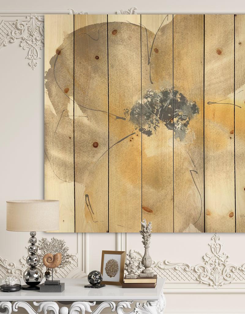 DesignQ Galm Flower Tones II - Traditional Print on Natural Pine Wood
