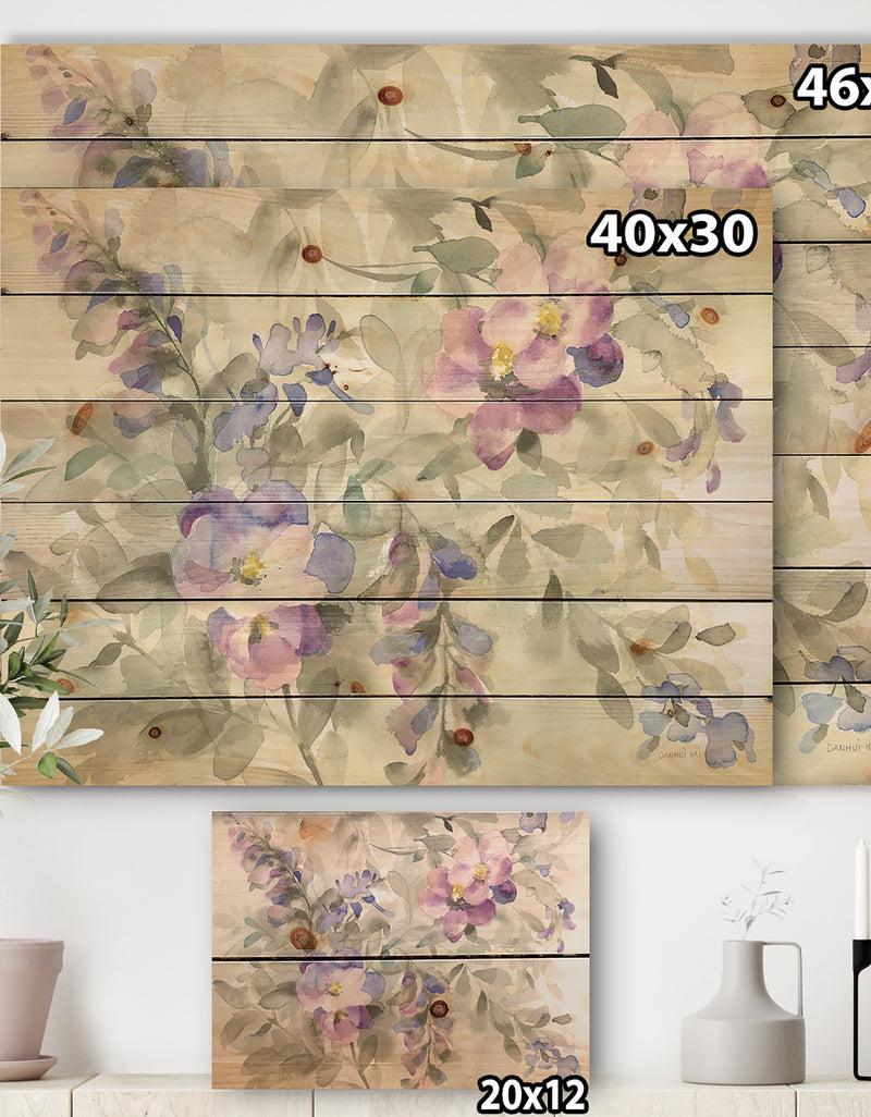 DesignQ Garden Dreams Flower - Traditional Print On Natural Pine Wood