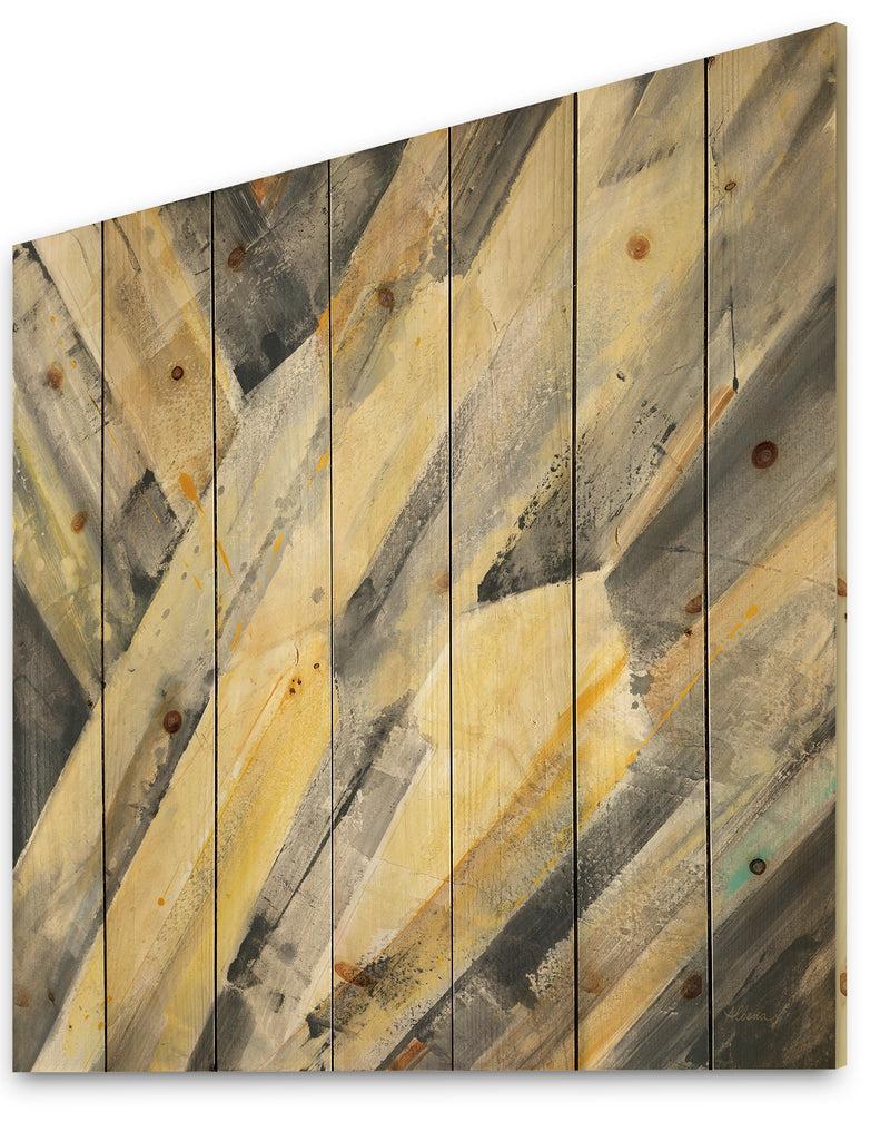 DesignQ Geometric Beige Glacier - Modern Farmhouse Print On Natural Pine Wood