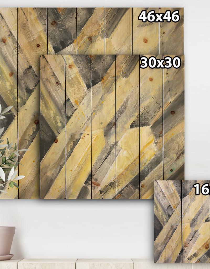 DesignQ Geometric Beige Glacier - Modern Farmhouse Print On Natural Pine Wood